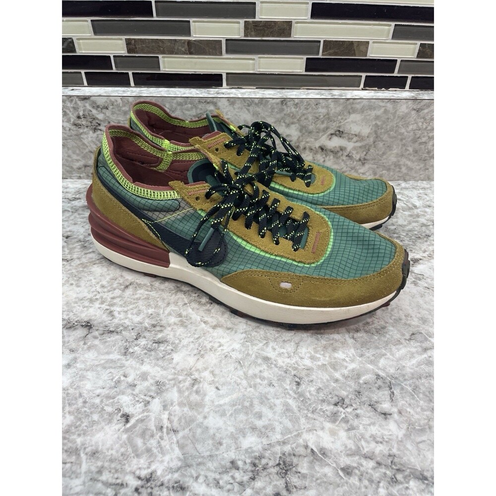 Nike Waffle One SE Golden Moss Mens Suede Mesh Sneakers Sz 8
